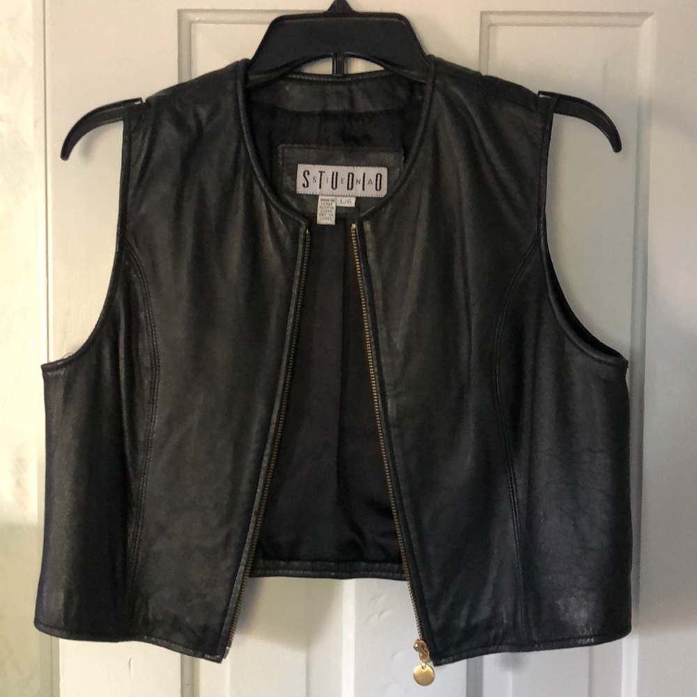 Black Genuine Leather Vest